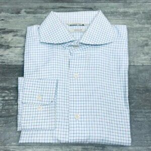 Suitsupply White w/ Blue Check Traveler Dress Shirt 15 32/33